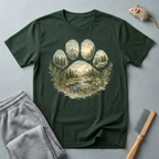 T-shirt paysage «Patte sauvage» — T-shirt nature avec empreinte de patte en forêt de montagne