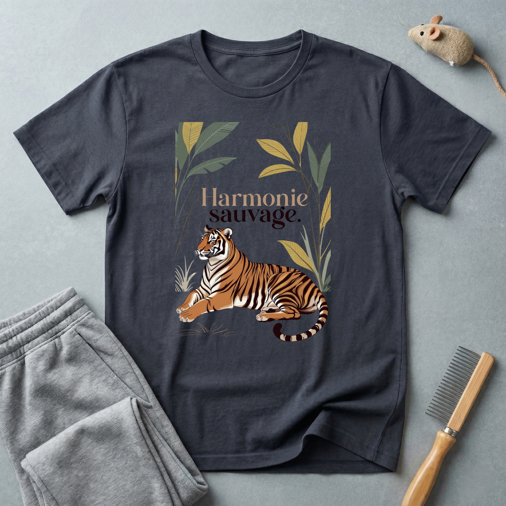 T-shirt graphique tigre botanique «Harmonie sauvage»