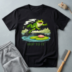 "Hop To It" Frog T-Shirt — Playful Graphic T-Shirt with Lily Pad