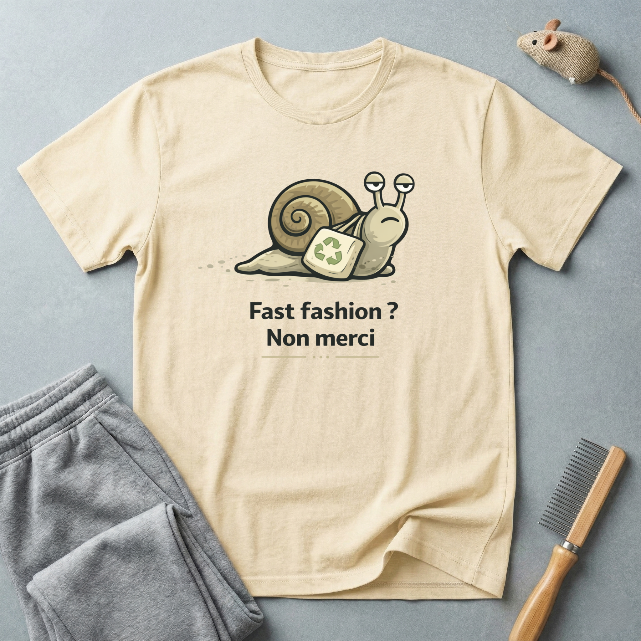 Eco Escargot T-Shirt — "Fast fashion? Non merci"
