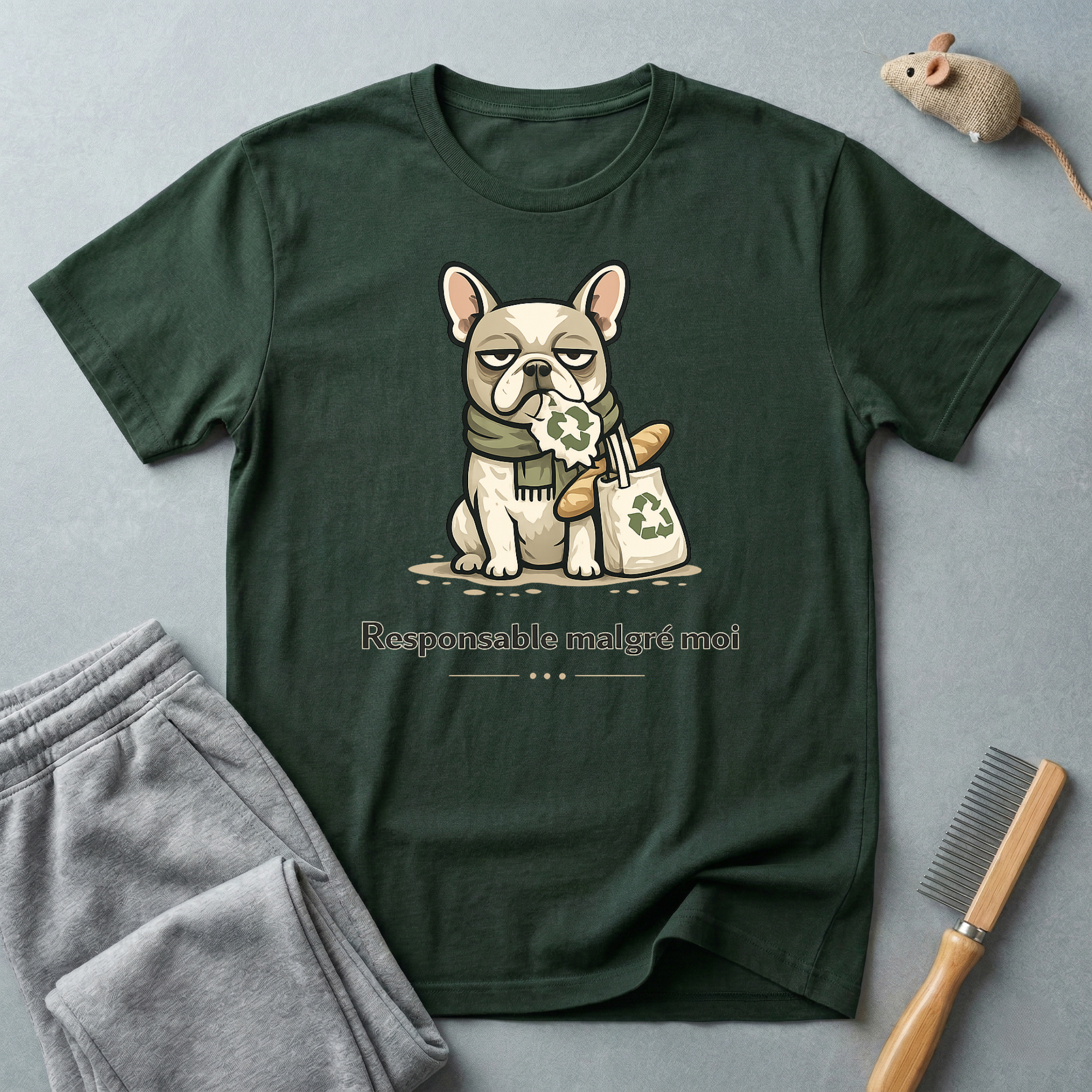 T-shirt — Graphisme mignon de bouledogue “Responsable malgré moi”