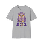 T-shirt graphique avec hibou — Hibou violet avec inscription « Je sais. »