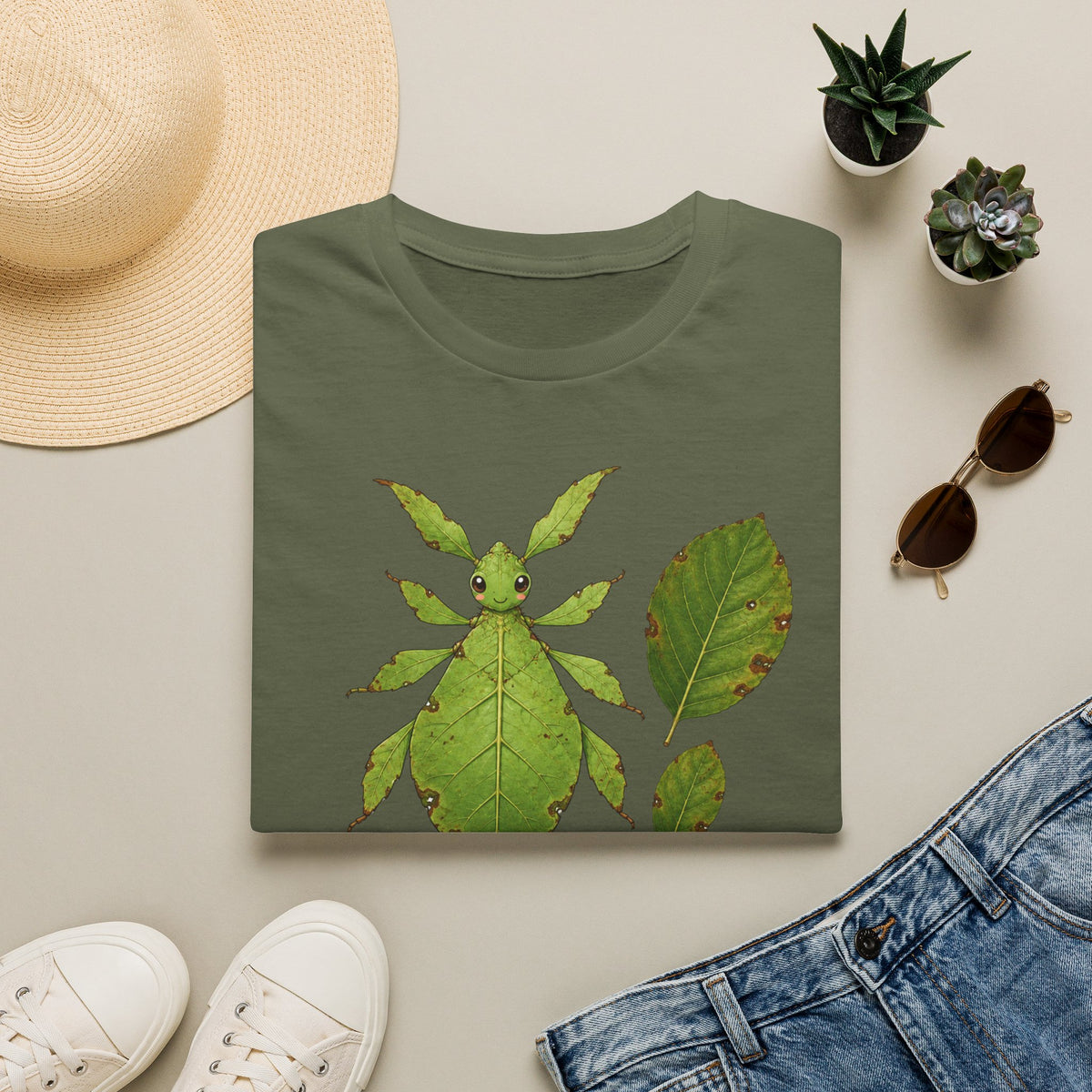 T-shirt Insecte-feuille — Illustration botanique d’un phasme