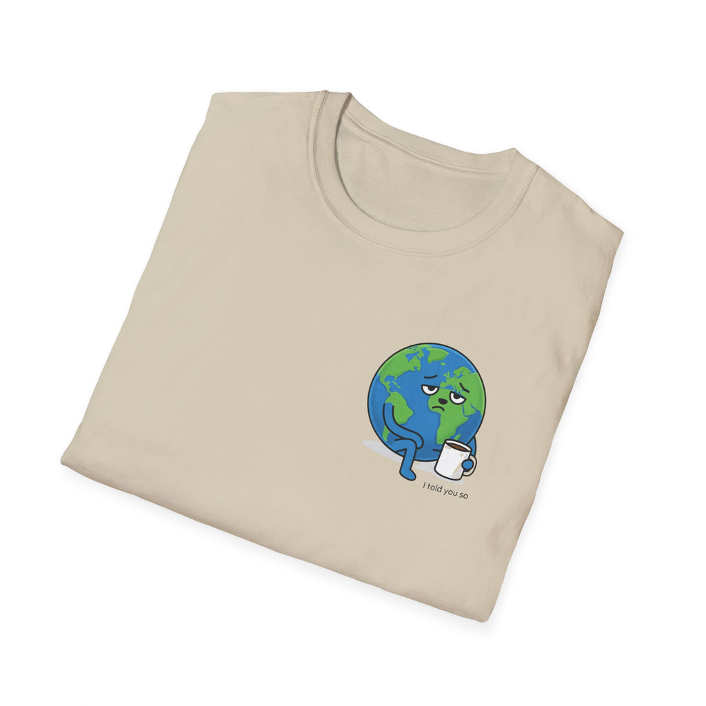 Earth Hugging Coffee T-Shirt — Cute Planet Drinking Coffee Graphic Tee