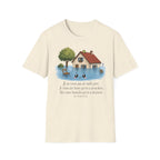 T-shirt « Maison inondée » — Adorable illustration kawaii d’une maison dans les eaux montante