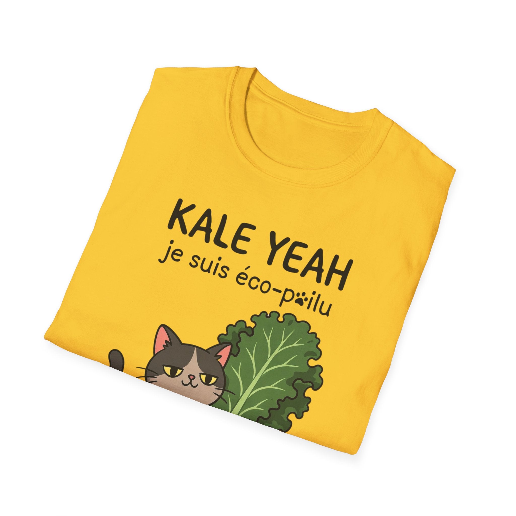 Kale Yeah Cat T-Shirt – Cute Vegan/eco-friendly Graphic Tee ("je suis éco-pailu")