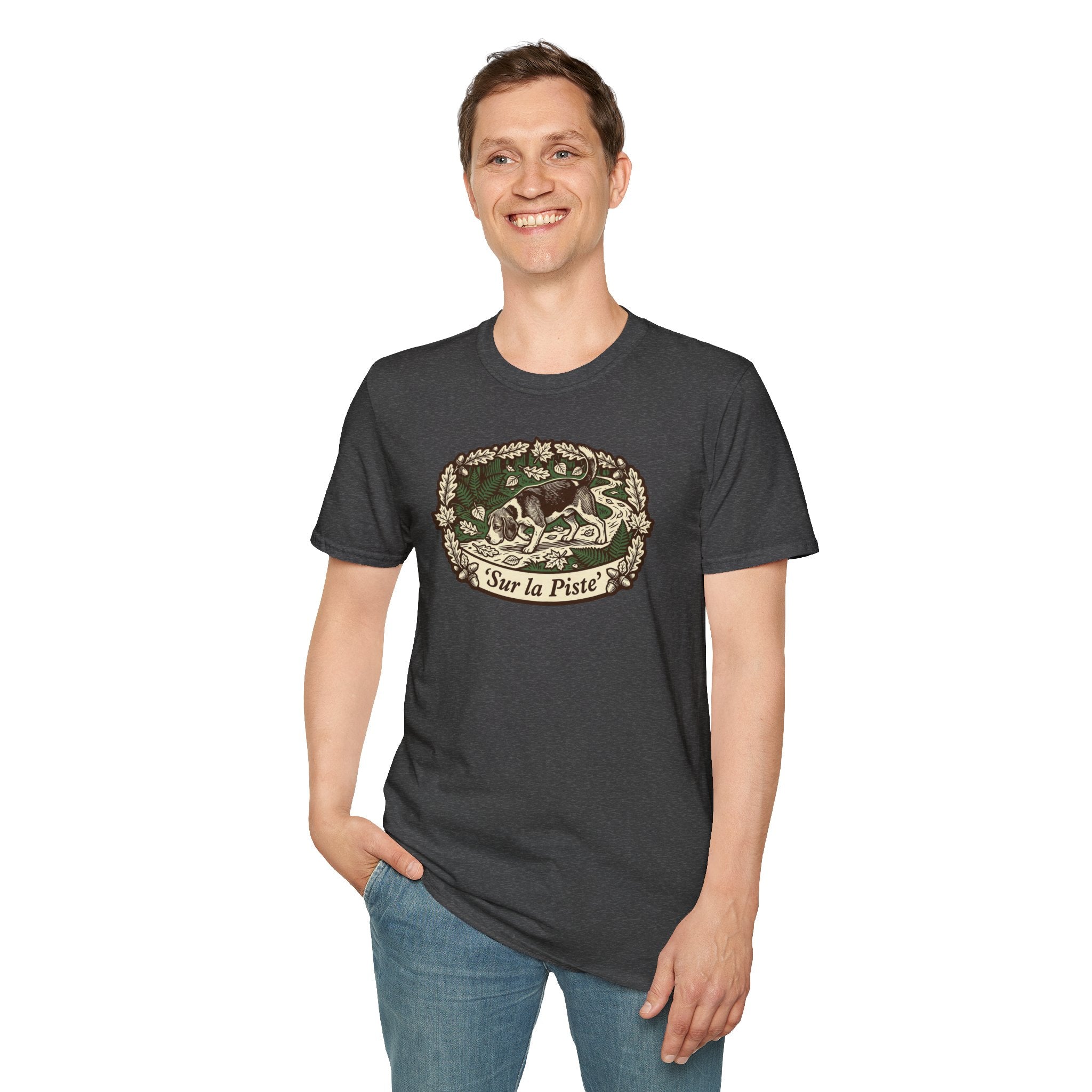 T-shirt — Graphique vintage nature lapin «Sur la piste»