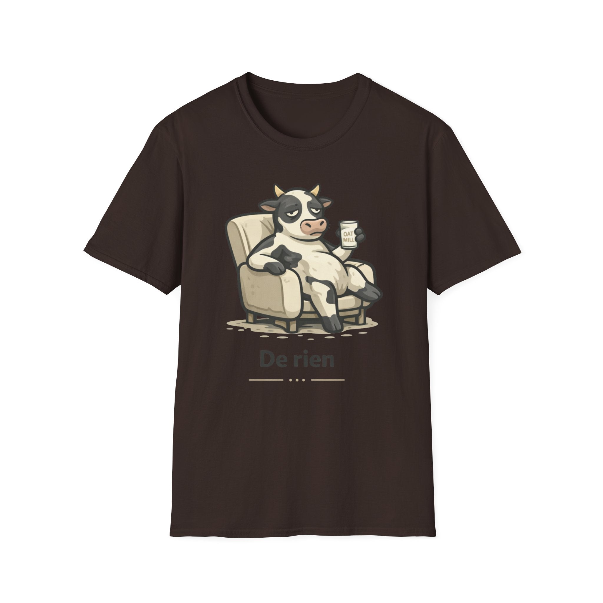 Cow Lounge T-Shirt — Cute Relaxing Cow Illustration with “De rien” Text