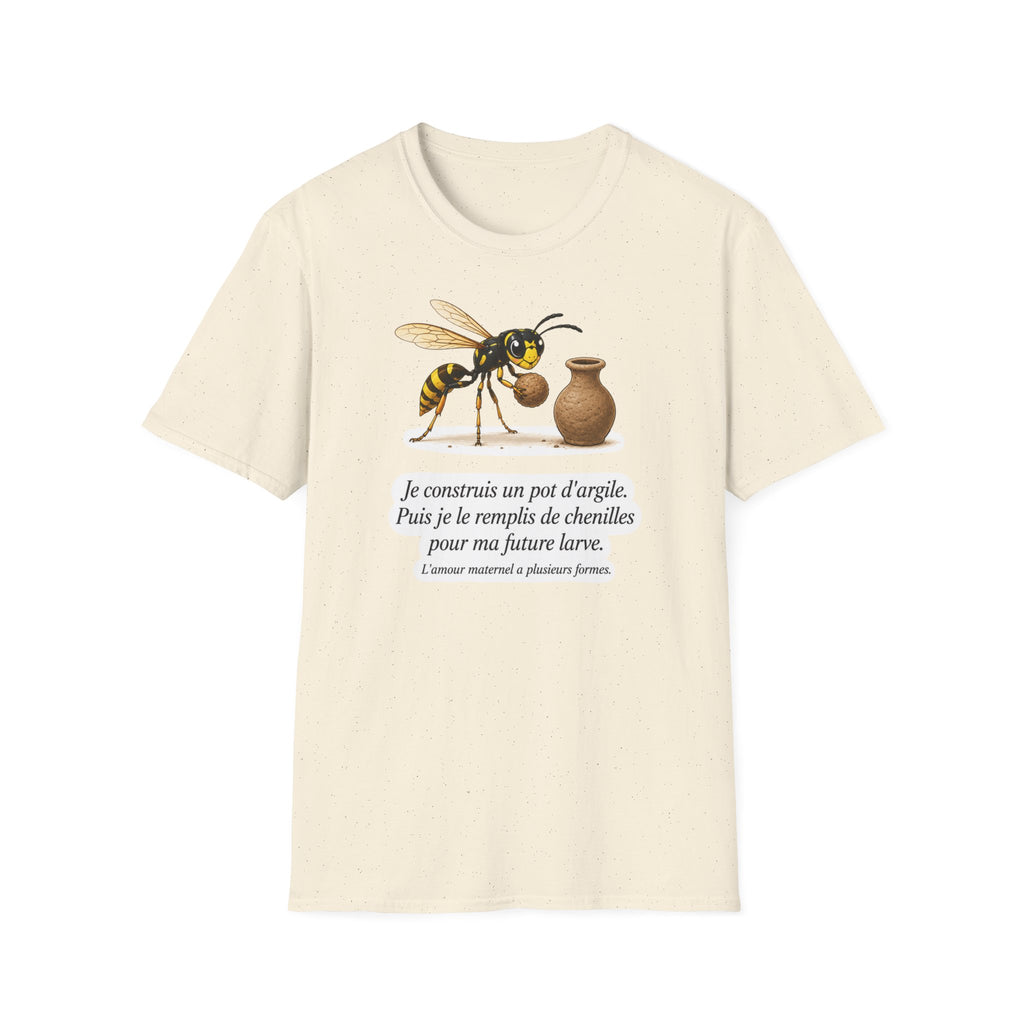 T-shirt — Guêpe avec illustration d’un pot en argile (« Je construis un pot d’argile »)
