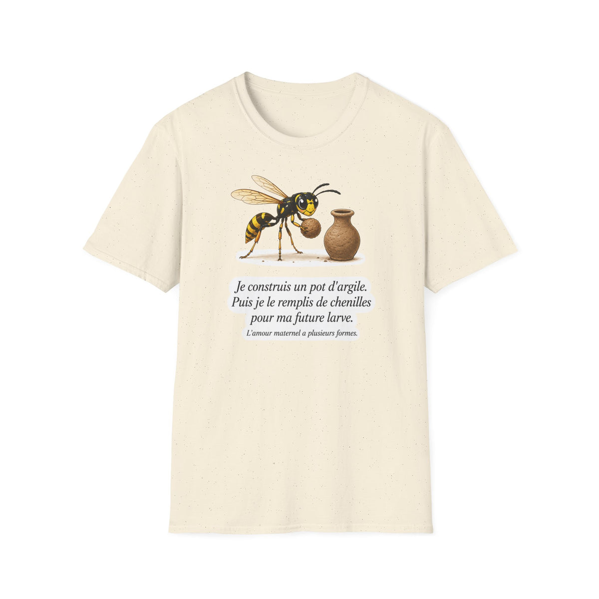 T-shirt — Guêpe avec illustration d’un pot en argile (« Je construis un pot d’argile »)