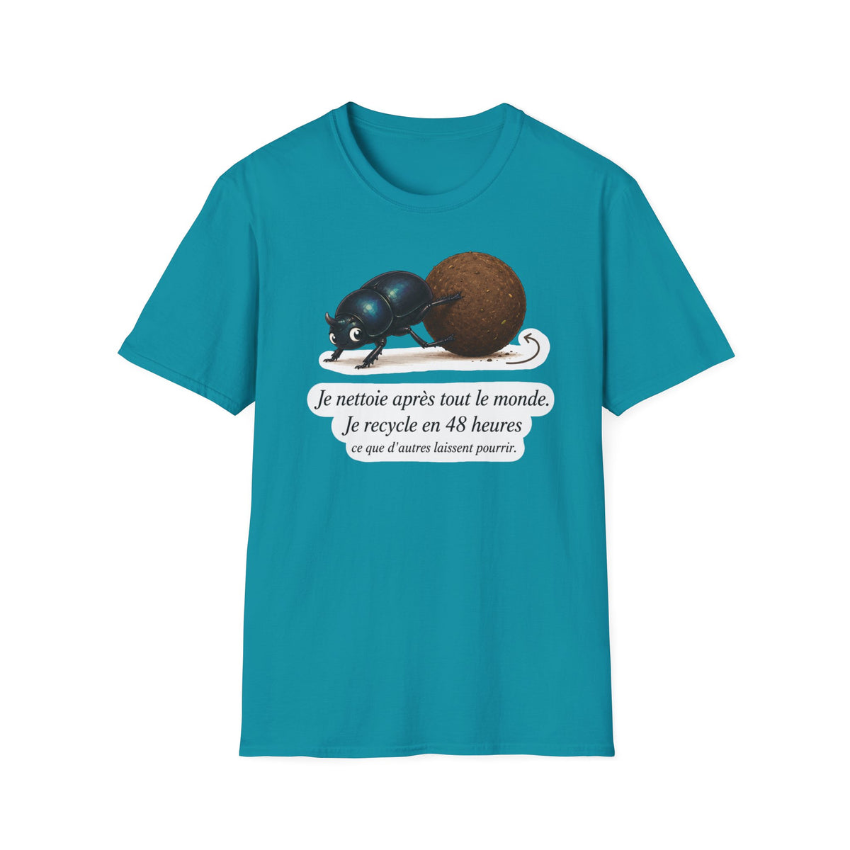 T-shirt — Scarabée bousier « Je recycle en 48 heures »