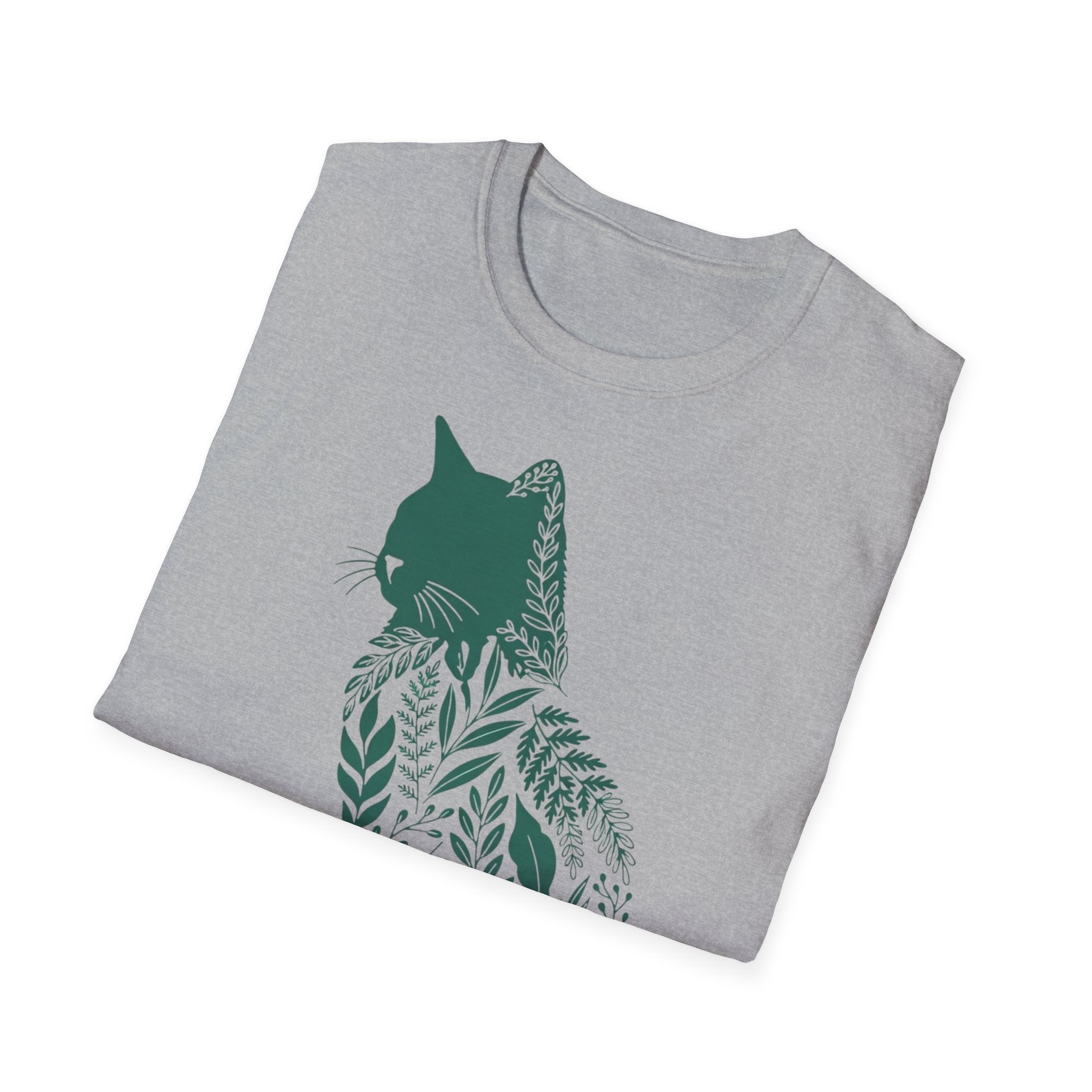 Floral Cat Silhouette T-Shirt
