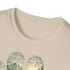 Wild Paw Landscape T-Shirt — Mountain Forest Paw Print Nature Tee
