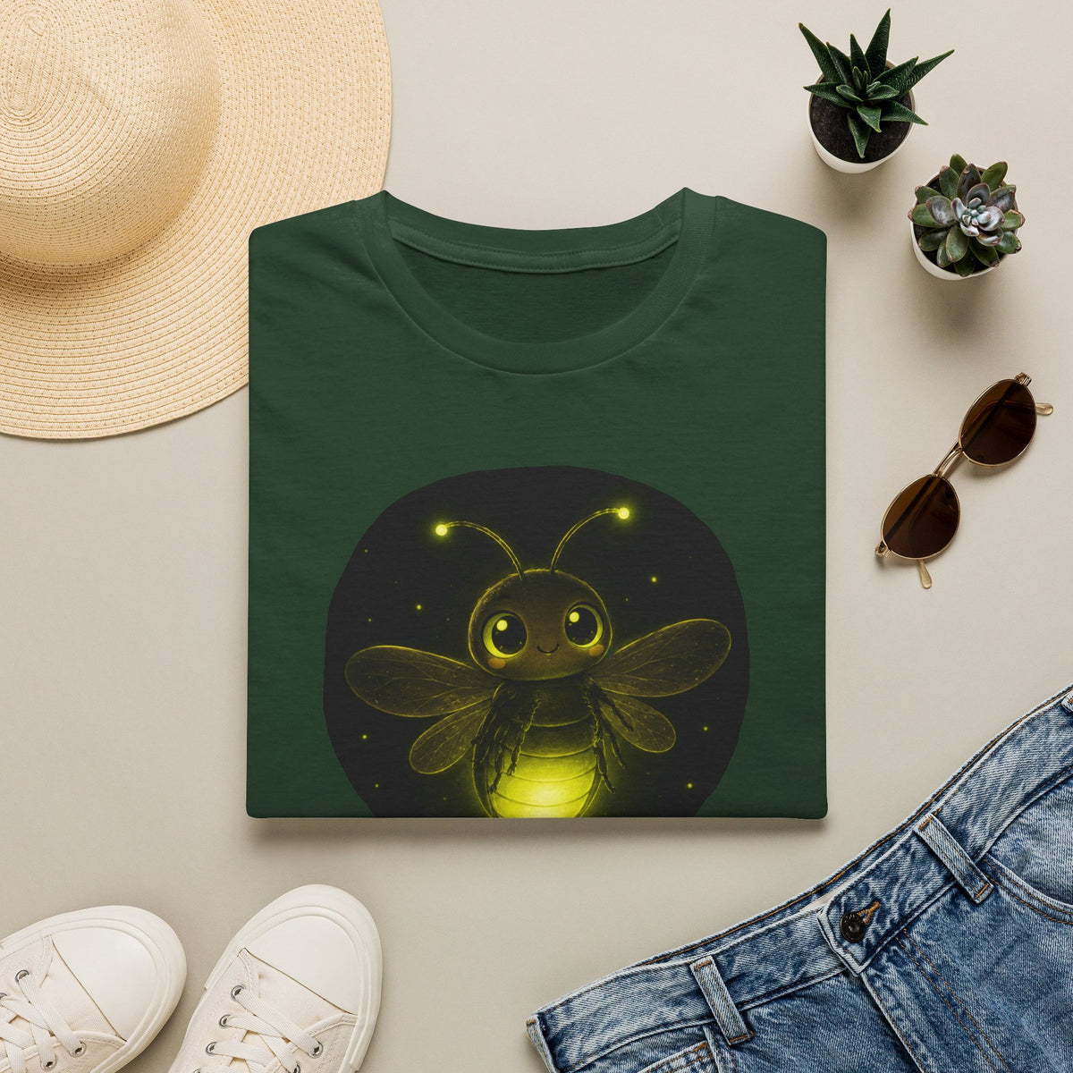 T-shirt Luciole lumineuse — Adorable insecte rayonnant avec inscription « Je suis ma propre lumière »