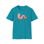 T-shirt avec ver de terre mignon — « Je travaille dans l’ombre »