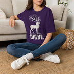 T-shirt illustré avec cerf — « DIGNE. » — T-shirt graphique inspiré de la nature