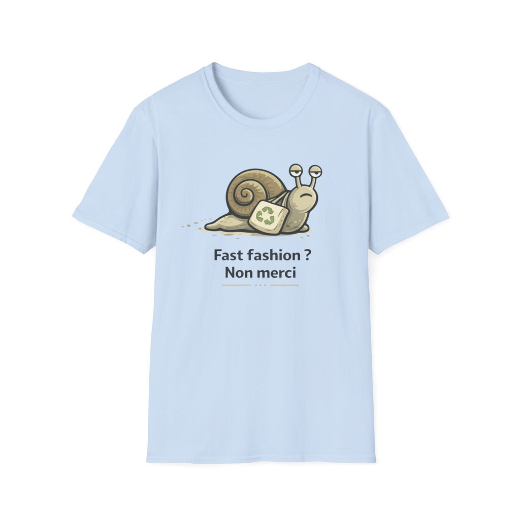Eco Snail T-Shirt — "Fast fashion? Non merci" Sustainable Fashion Tee