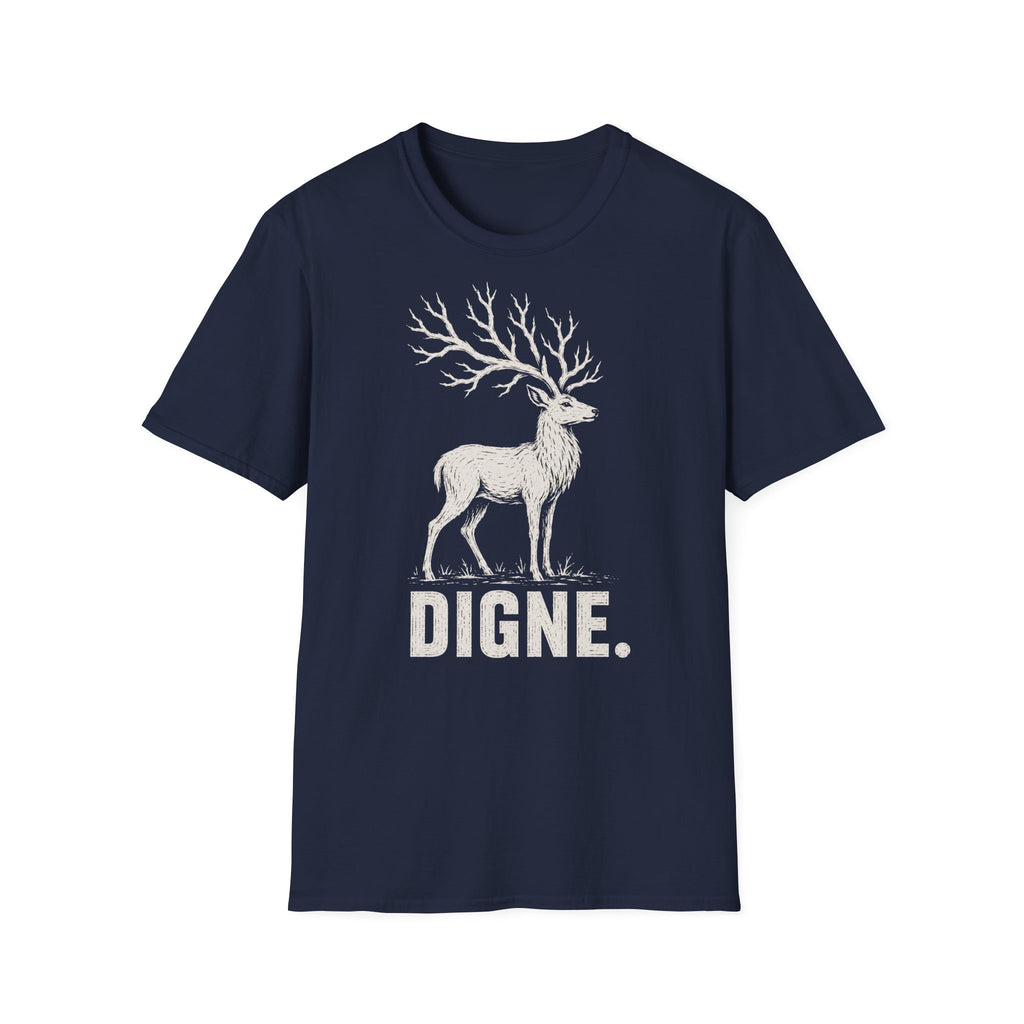 T-shirt illustré avec cerf — « DIGNE. » — T-shirt graphique inspiré de la nature