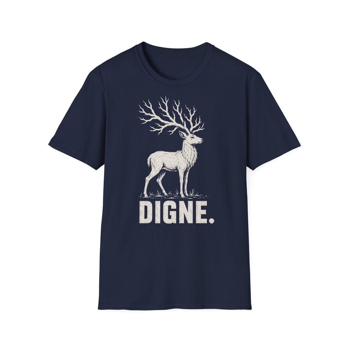 T-shirt illustré avec cerf — « DIGNE. » — T-shirt graphique inspiré de la nature