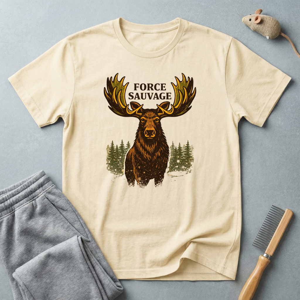 T-shirt graphique Élan — «Force Sauvage» T-shirt nature sauvage 🦌🌲