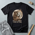 This Is Fine Bear T-Shirt — Funny Cozy Cartoon Tee