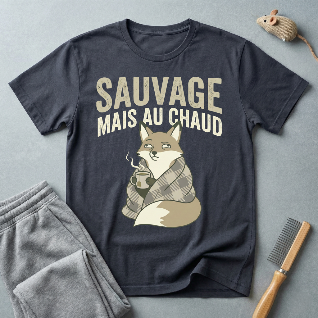 T-shirt renard « Sauvage mais au chaud » — T-shirt graphique renard vintage et cosy