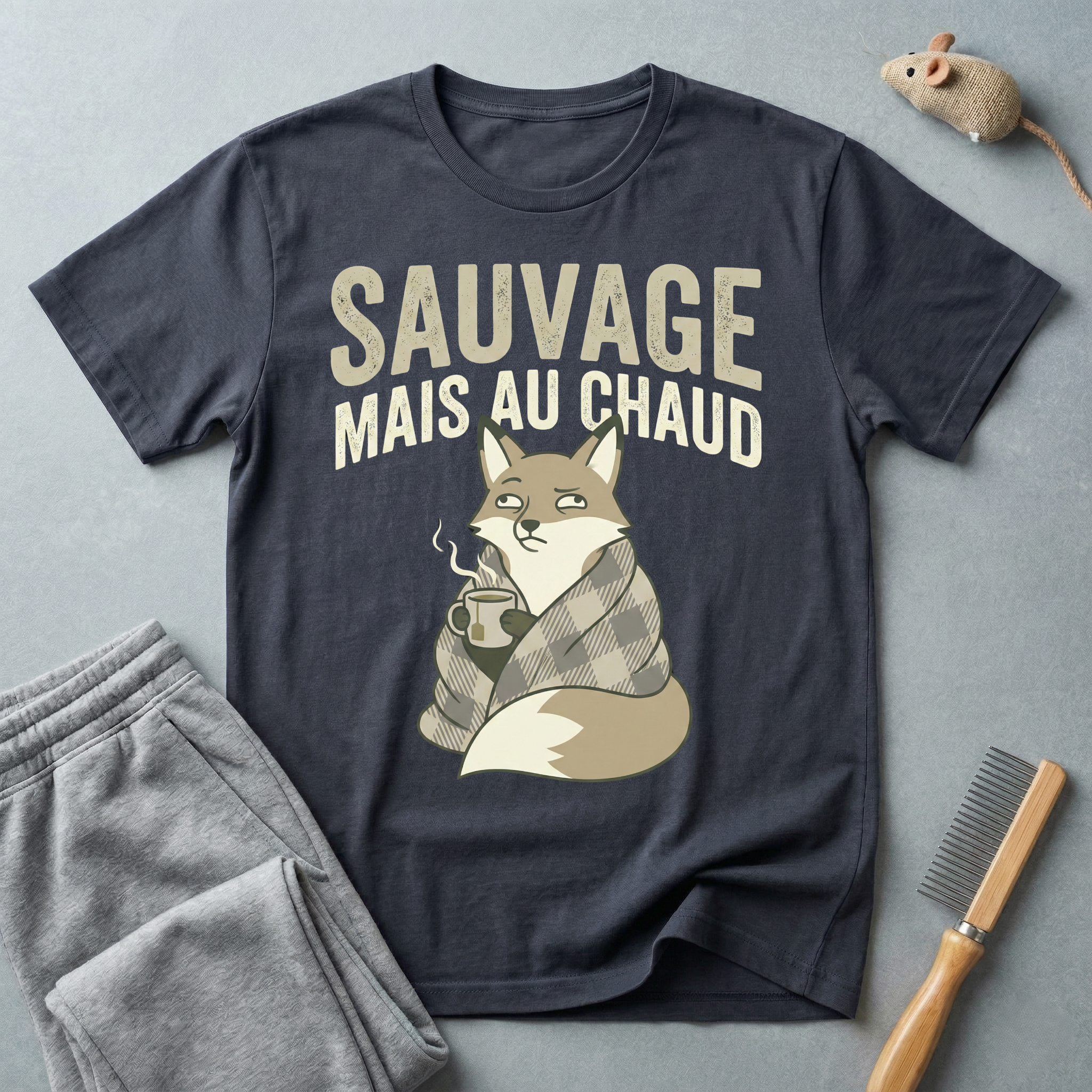 T-shirt renard « Sauvage mais au chaud » — T-shirt graphique renard vintage et cosy