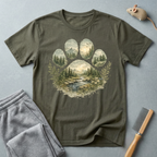 T-shirt paysage «Patte sauvage» — T-shirt nature avec empreinte de patte en forêt de montagne
