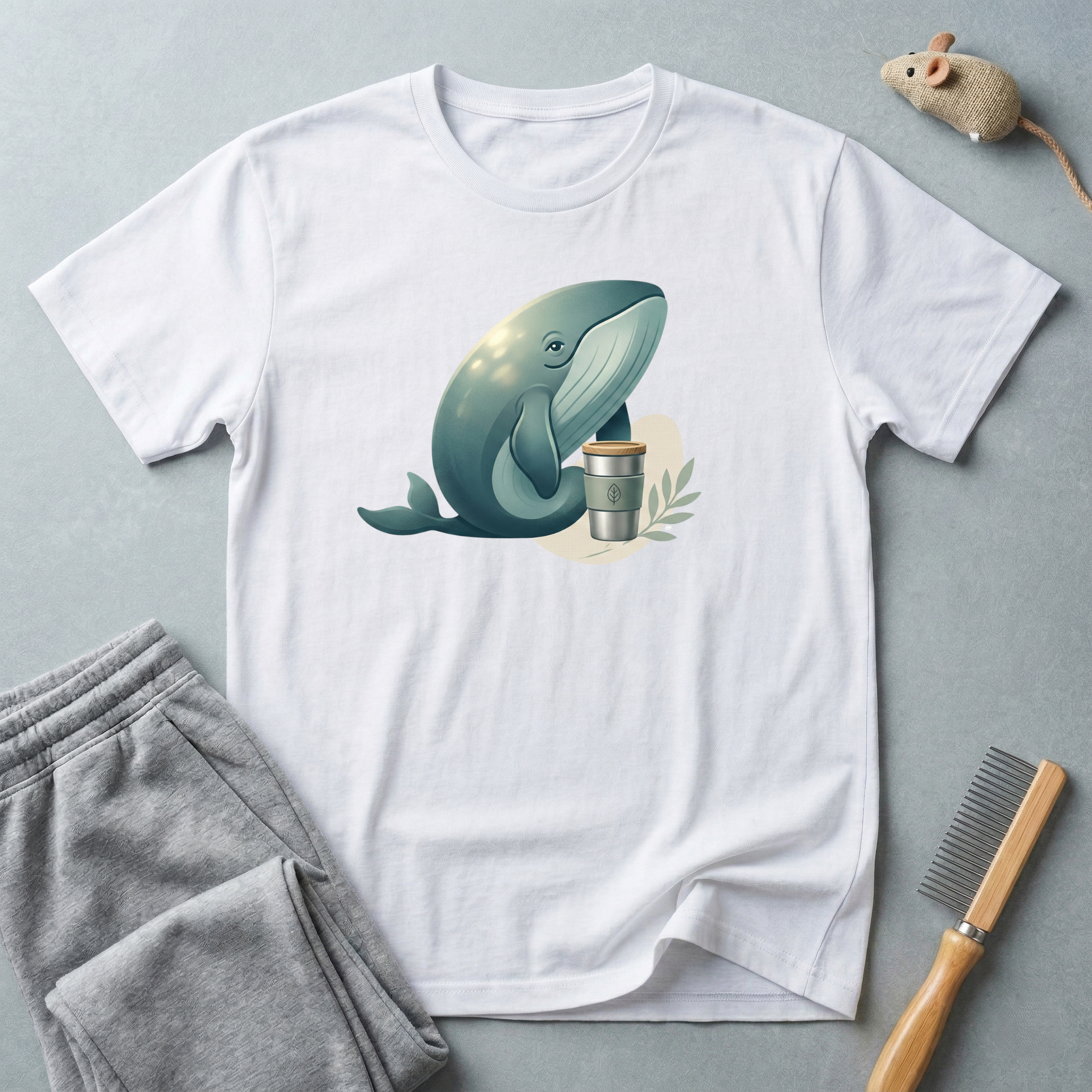 T-shirt graphique Baleine et tasse de café