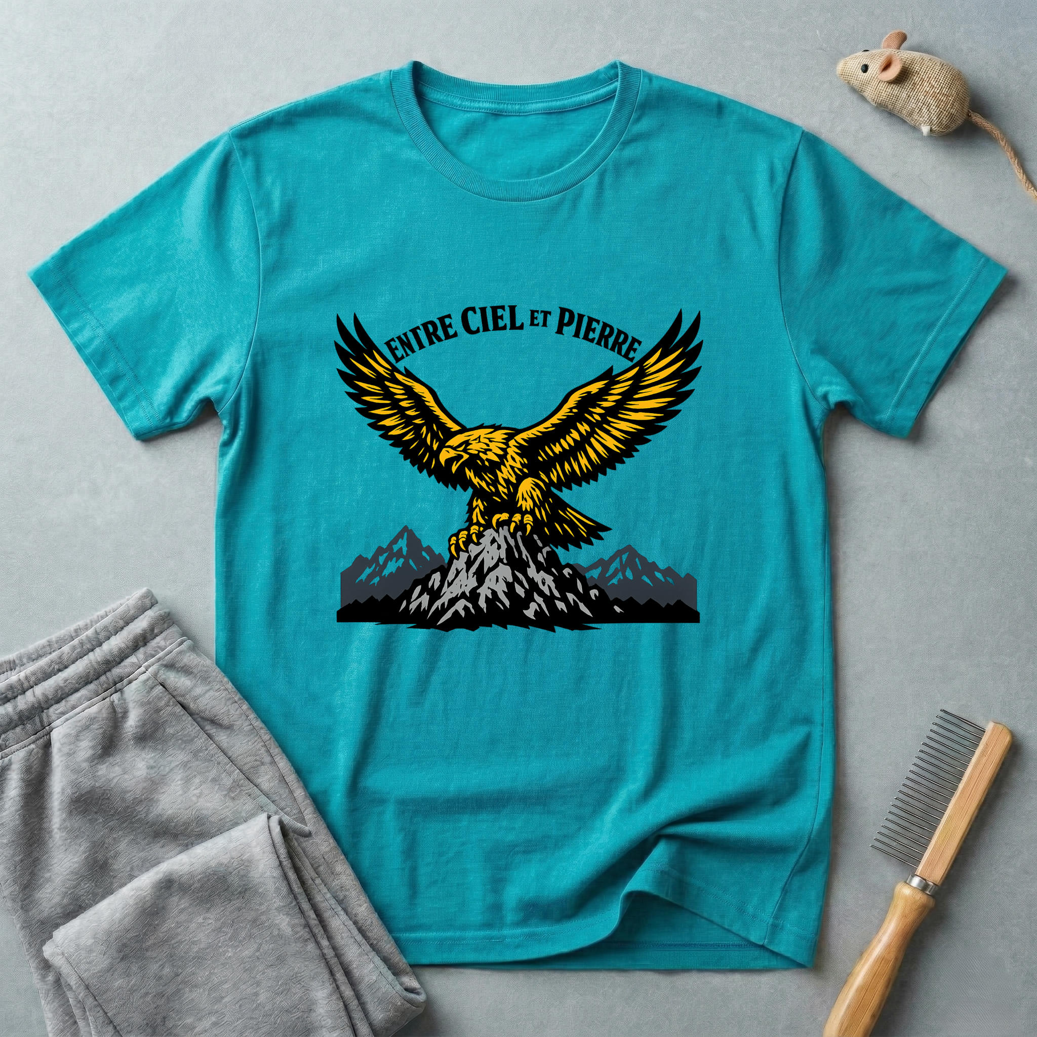 T-shirt aigle au-dessus des montagnes — T-shirt outdoor vintage «Entre Ciel et Pierre»