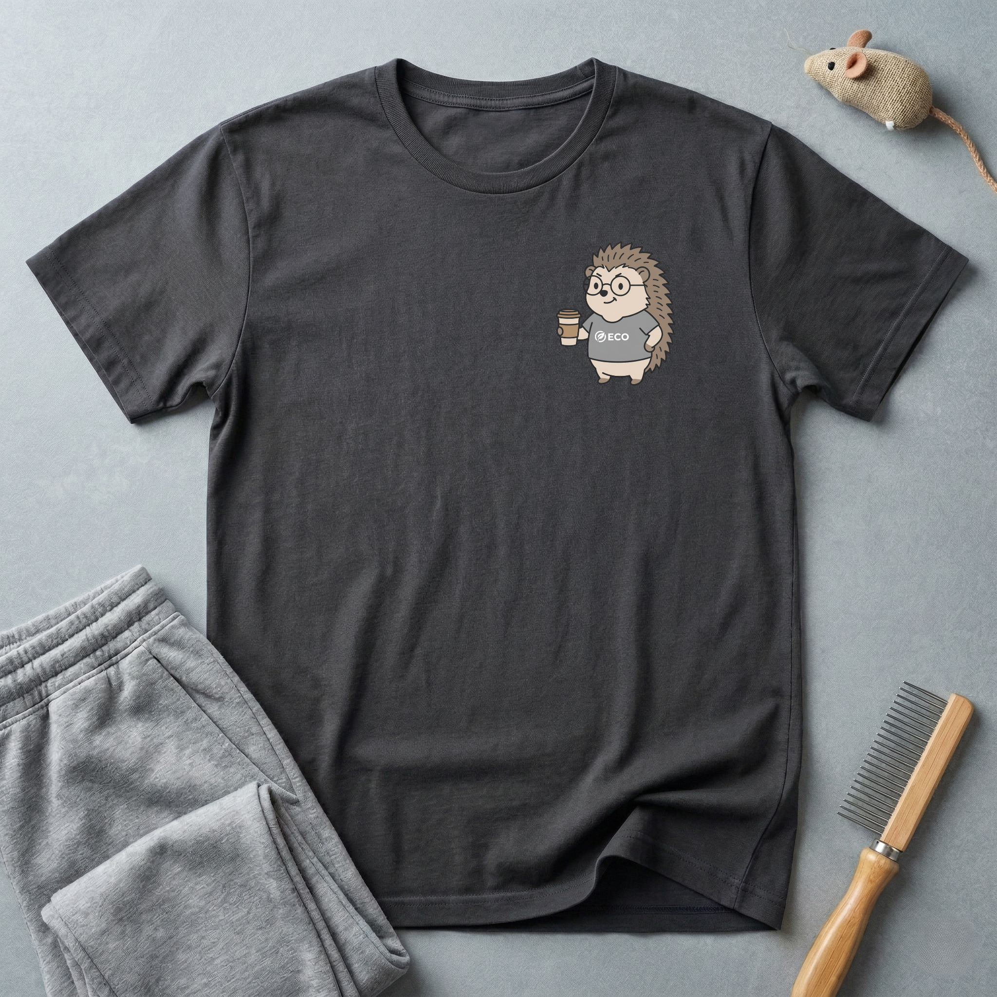 T-shirt «Hérisson café» — t-shirt graphique mignon pour amateur de café ☕🦔