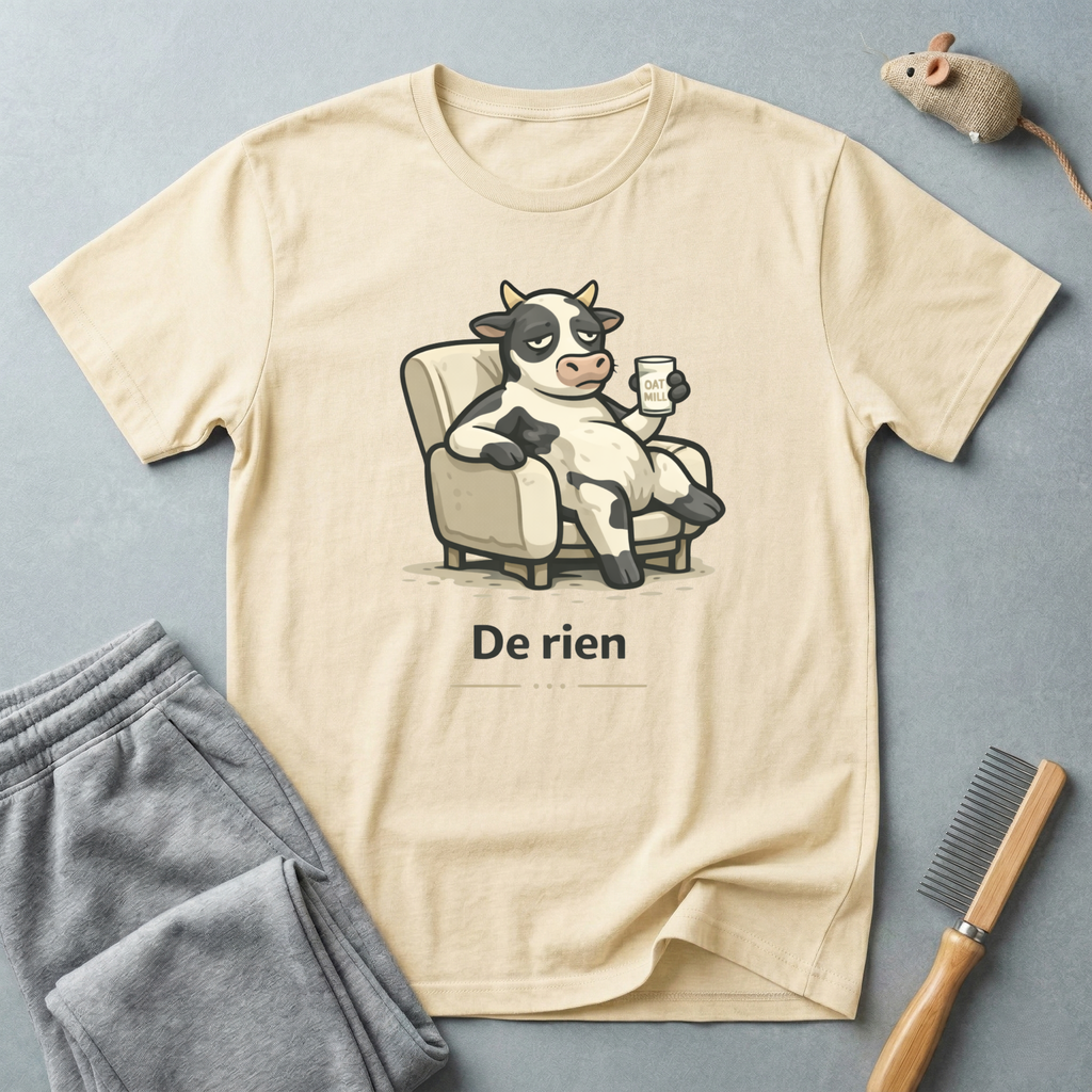 T-shirt Illustration mignonne Vache Lounge —  “De rien”