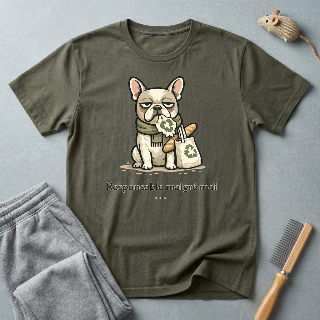 T-shirt — Graphisme mignon de bouledogue “Responsable malgré moi”