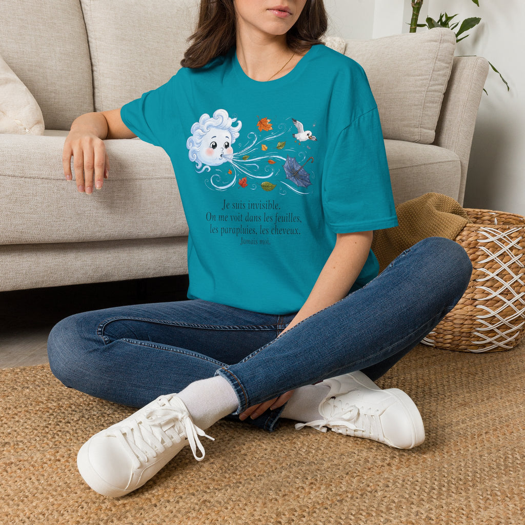 T-shirt — « Je suis invisible » — Illustration fantaisiste du vent