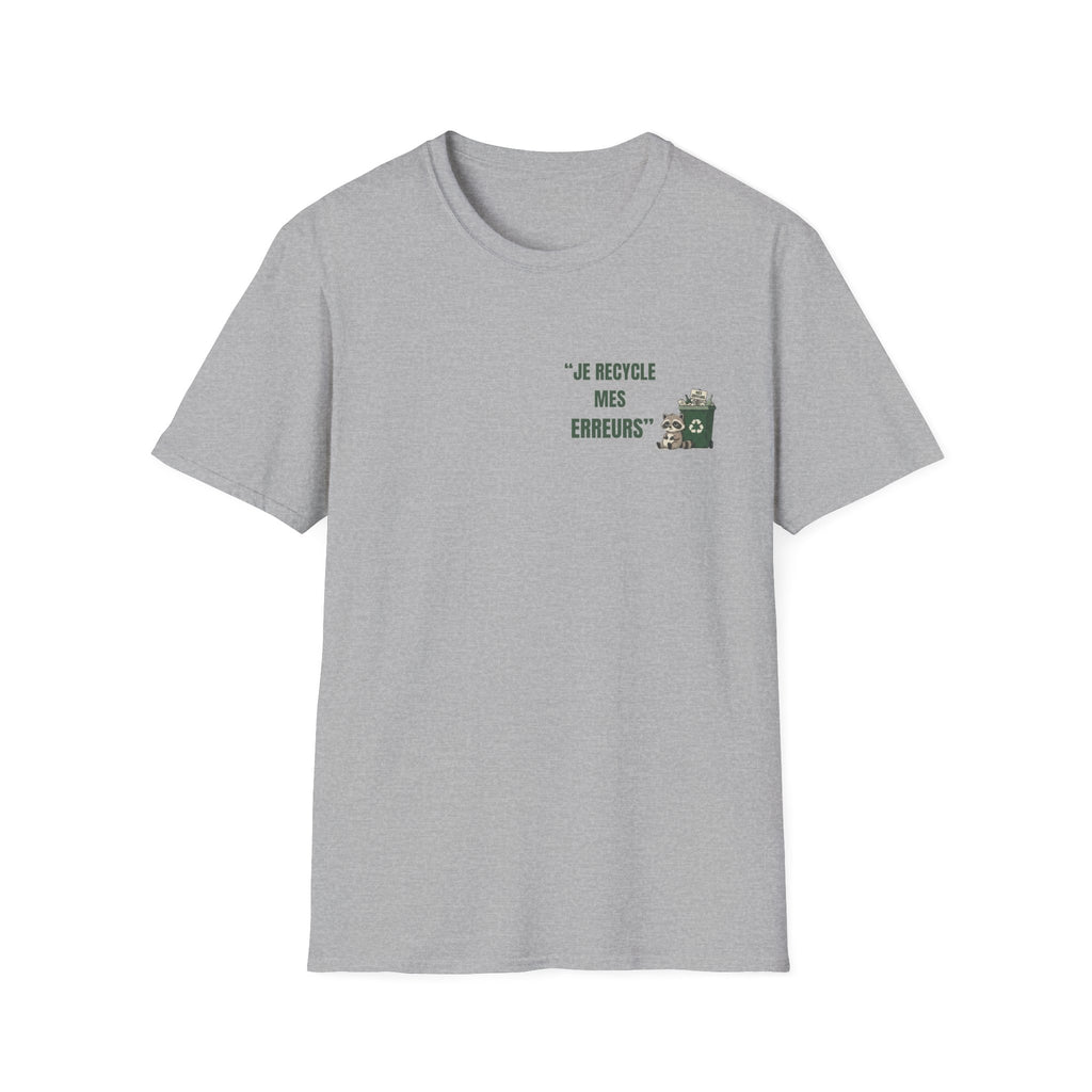 T-Shirt — "I recycle my mistakes" Graphic Tee with Recycling Camera Art