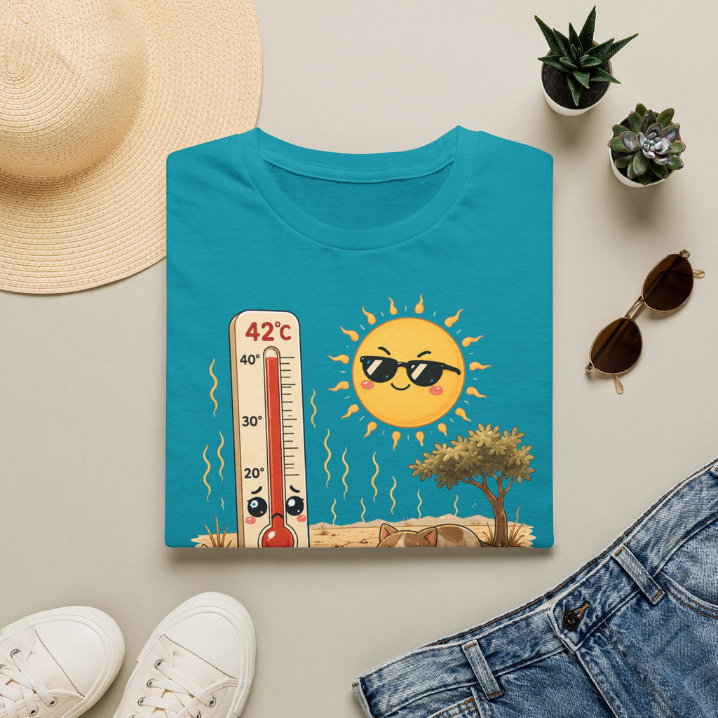 T-shirt graphique « Canicule » — Design thermomètre ensoleillé affichant 42 °C