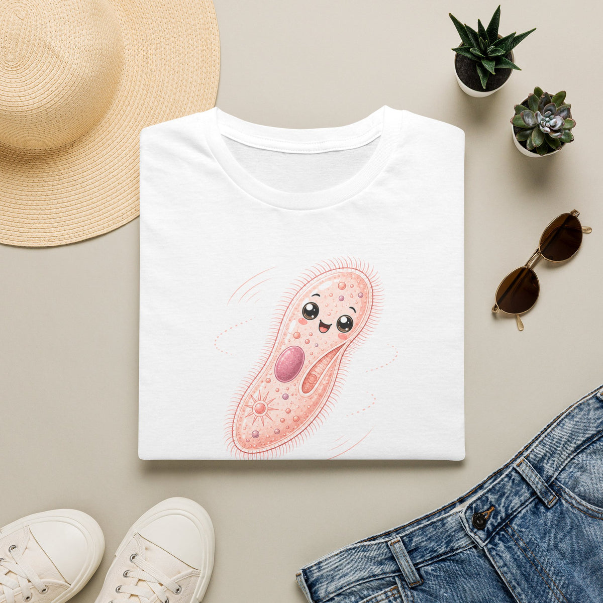 T-shirt avec adorable illustration de paramécie — T-shirt kawaii sur le thème de la biologie