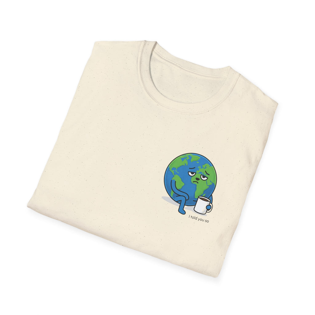 Earth Hugging Coffee T-Shirt — Cute Planet Drinking Coffee Graphic Tee
