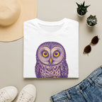 T-shirt graphique avec hibou — Hibou violet avec inscription « Je sais. »