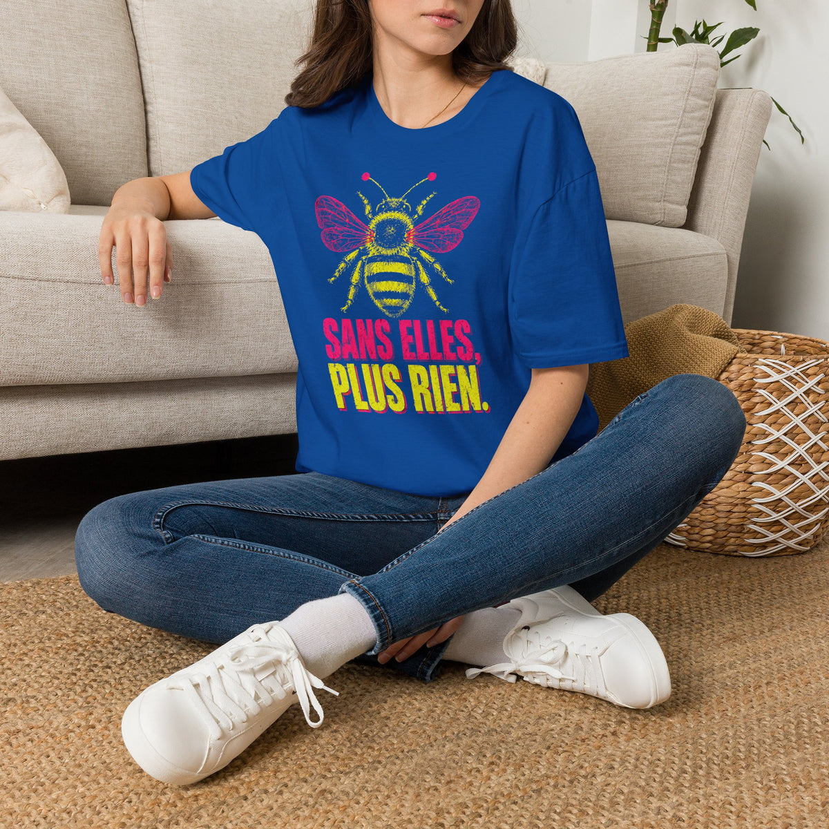 T-shirt graphique Abeille — « Sans elles, plus rien. » — T-shirt féministe en hommage aux pollinisatrices