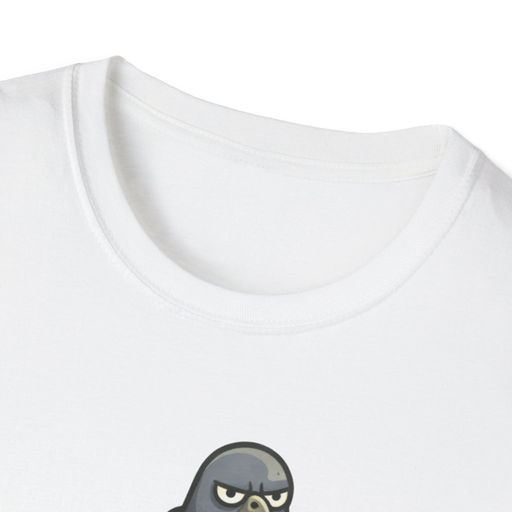 T-Shirt — "Menace biologique locale" Pigeon with Scarf and Croissant Cute Graphic