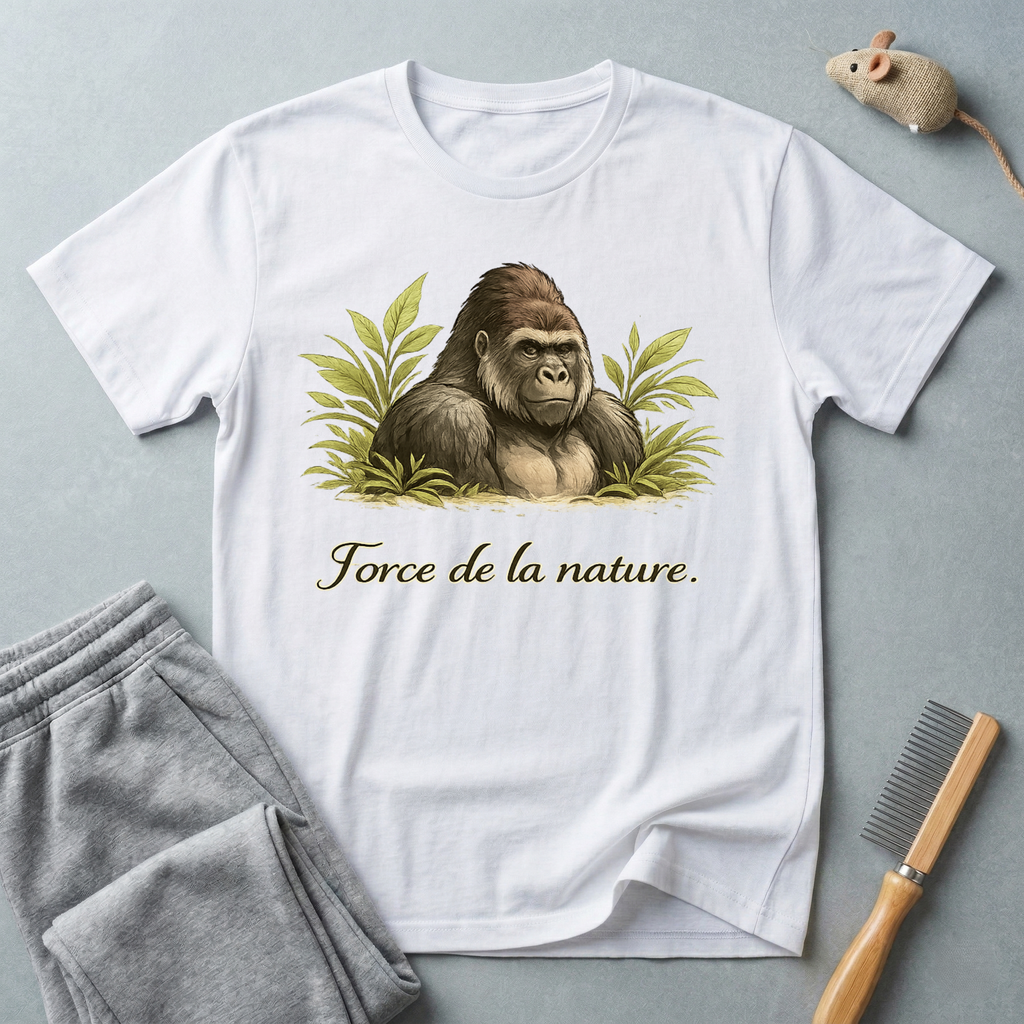T-shirt Gorille Art Vintage — «Force de la nature.»