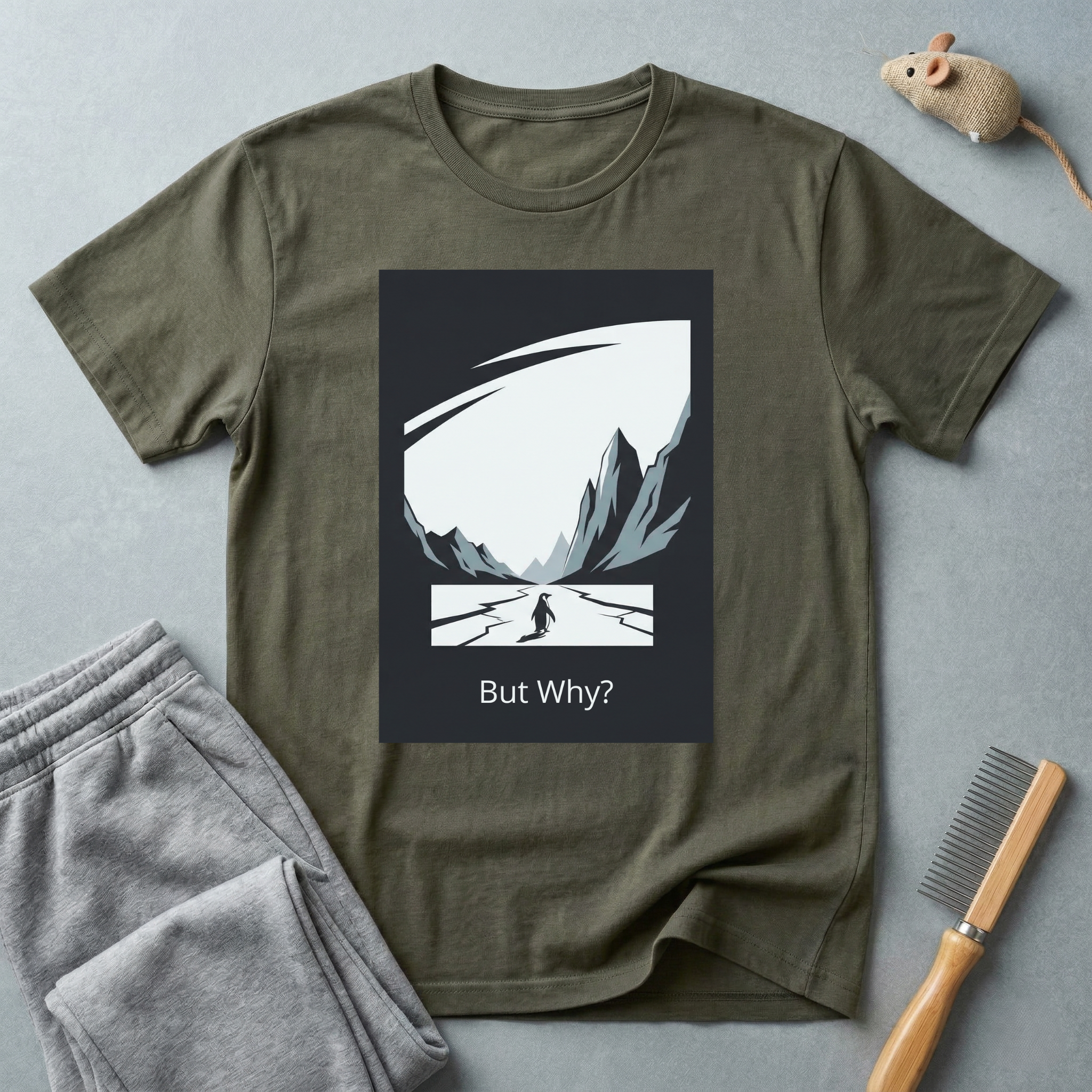T-shirt — T-shirt graphique minimaliste de montagne avec la mention «But Why?»