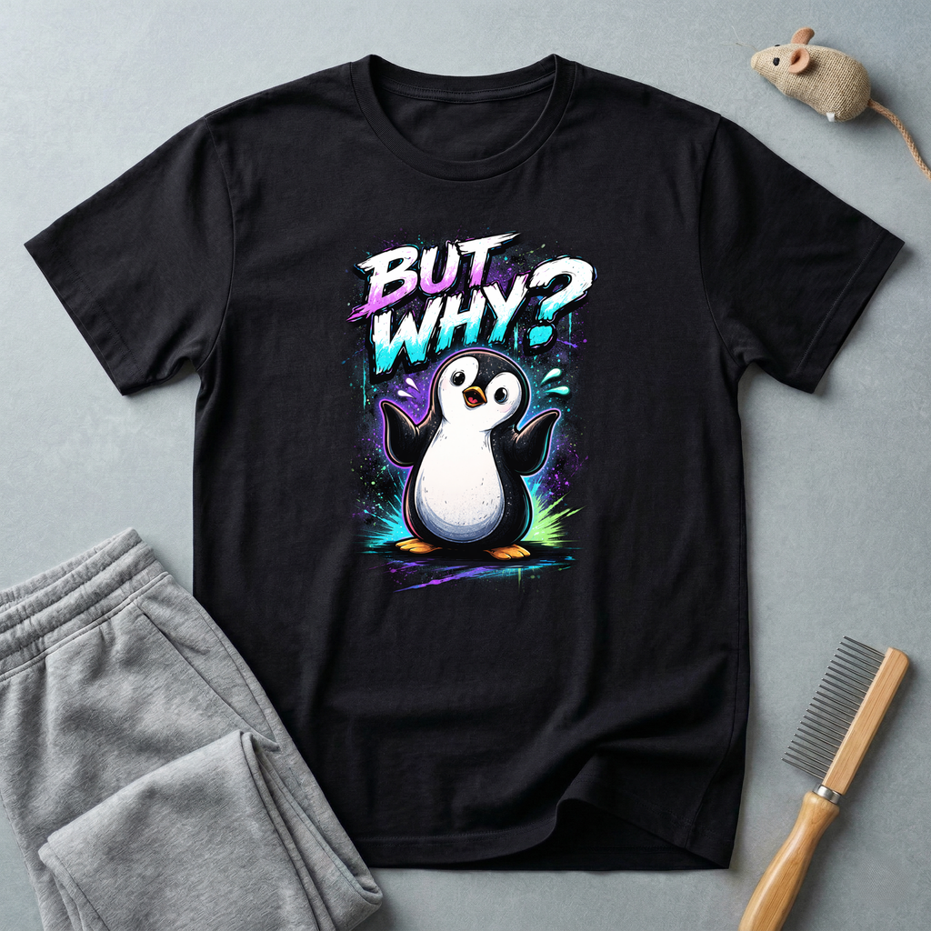 T-shirt graphique pingouin «But Why?»