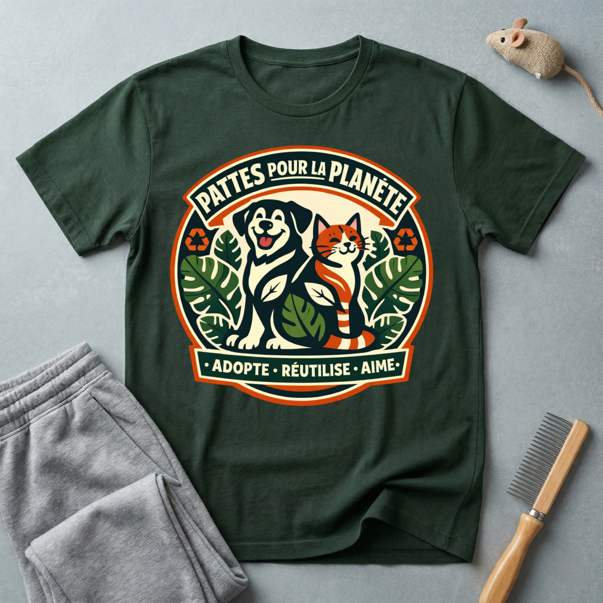 T-Shirt — "Pattes Pour La Planète" Eco Pet Rescue Tee (Adopte • Réutilise • Aime)