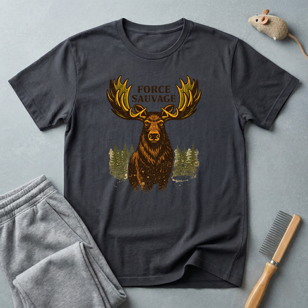 T-shirt graphique Élan — «Force Sauvage» T-shirt nature sauvage 🦌🌲