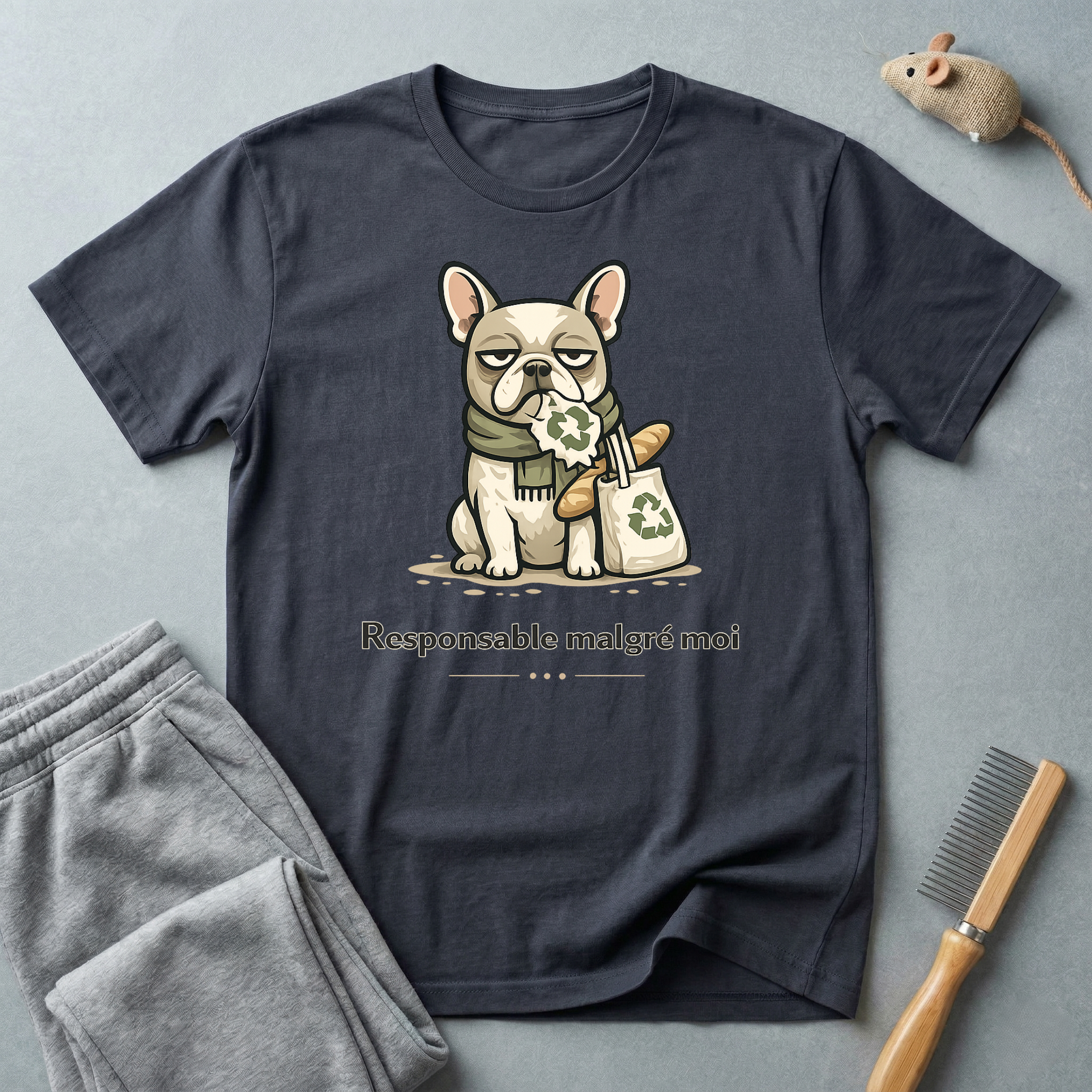 T-shirt — Graphisme mignon de bouledogue “Responsable malgré moi”