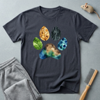 T-shirt empreinte de patte nature — motif coloré de patte en feuilles et pierres