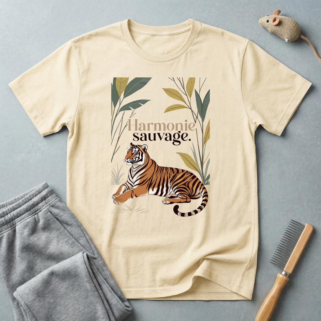 T-shirt graphique tigre botanique «Harmonie sauvage»