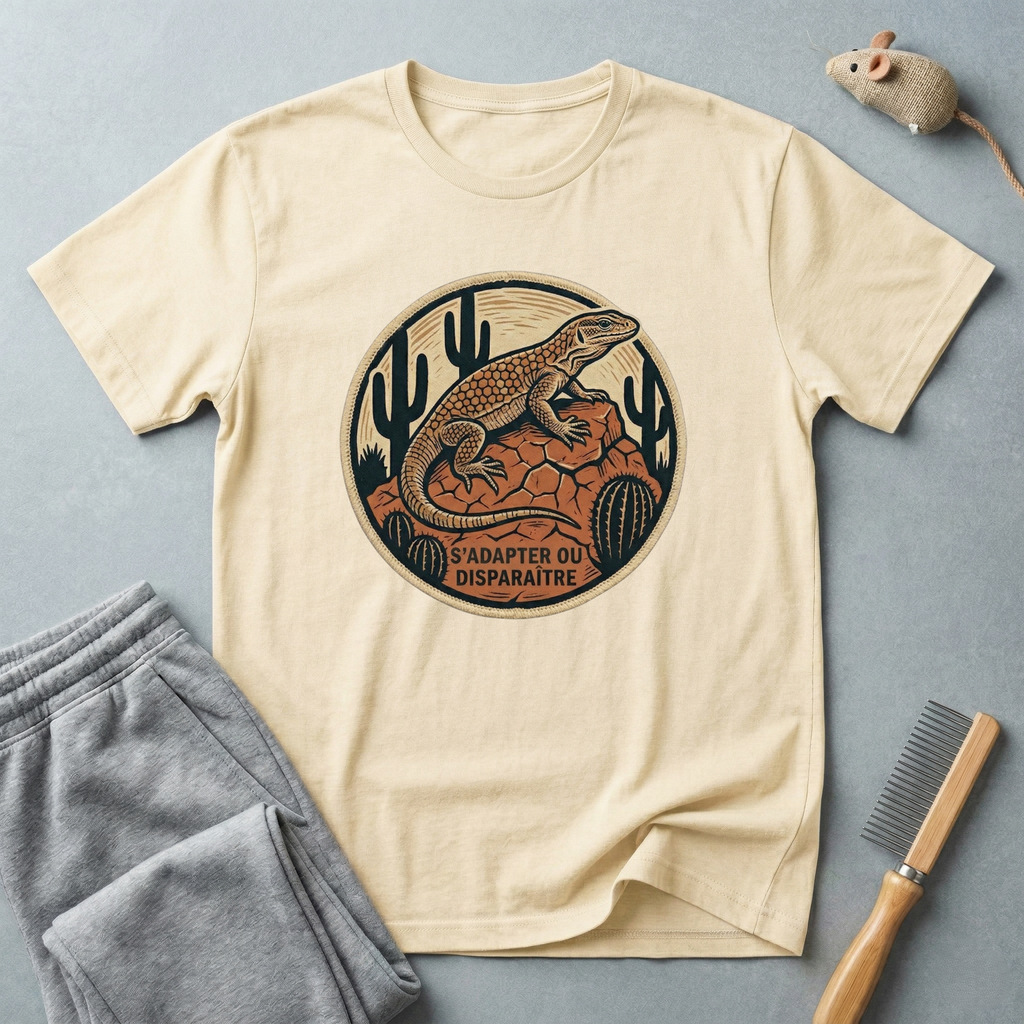 T-shirt Lézard du désert — T-shirt reptile vintage «S’adapter ou disparaître»